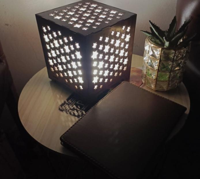 Star Design Laser Cut Wooden Table Lamp